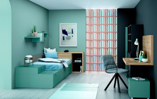 Muebles de habitación juvenil de estilo minimalista cómodo y funcional